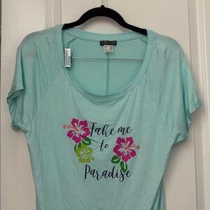 VENUS Aqua Blue Swim Coverup with Floral Design